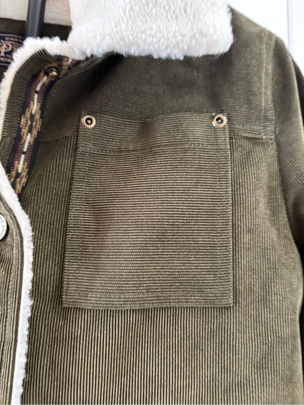 Pendleton Wind River Corduroy Trucker Jacket Women's S Olive Green Sherpa - Picture 9 of 16